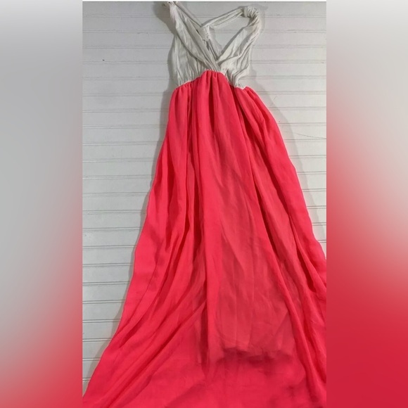 Pink Blush Long Maxi Dress Neon Pink Off White Womens Size Small - Picture 9 of 16